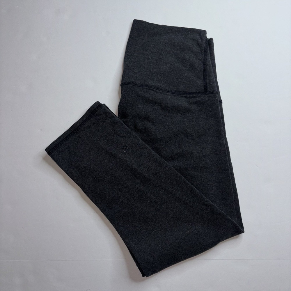Lululemon Wunder Under High Rise Cotton Roll Down Crop Leggings Size 6 Dark Gray